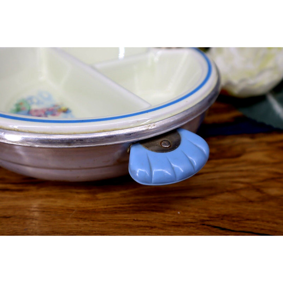 Vintage 1950s Bartsch Childs Divided Warming Plate Dish Mary Little Lamb Dog 50s - Picture 4 of 8